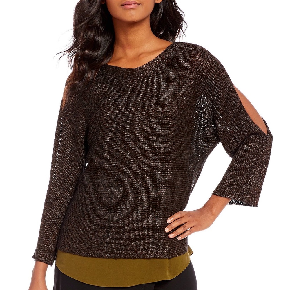 Eileen Fisher Shimmer Bronze Knit Sweater